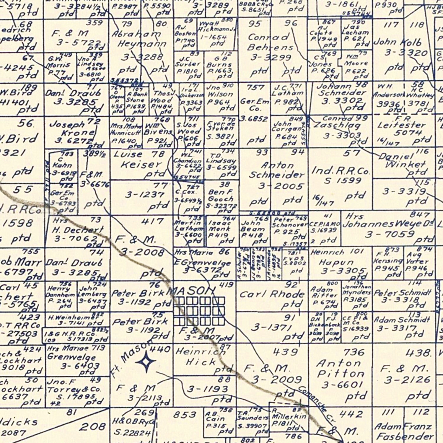 Vintage Map of Mason County, Texas 1921
