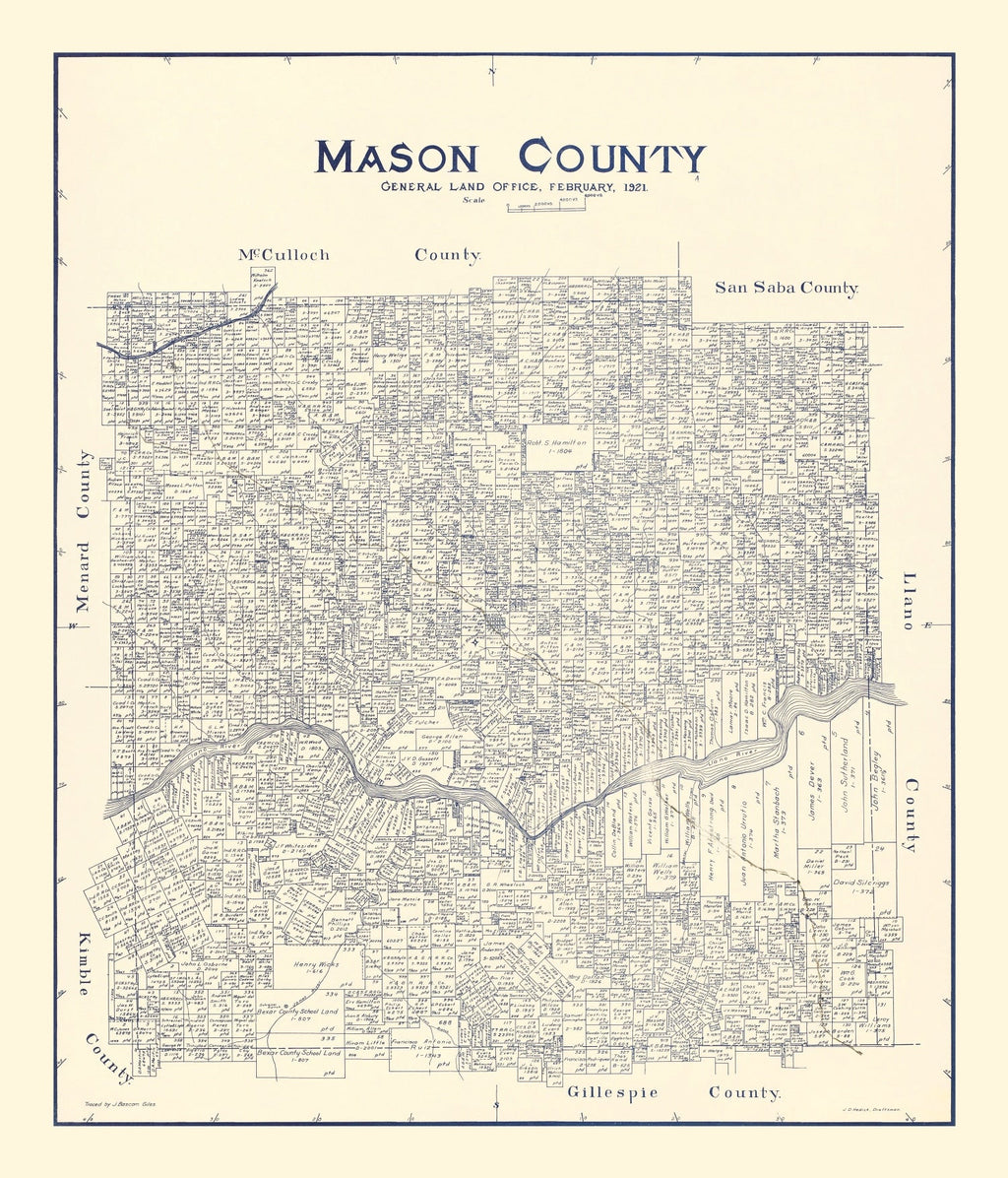 Vintage Map of Mason County, Texas 1921