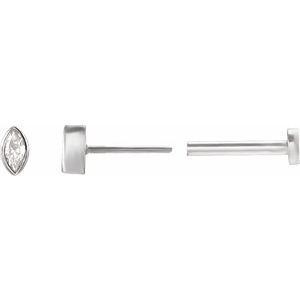14K White Gold .05 CT Natural Diamond Press Fit Back Stud Earring