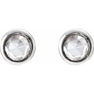 14K White Gold .01 CT Rose-Cut Natural Diamond Stud Earring