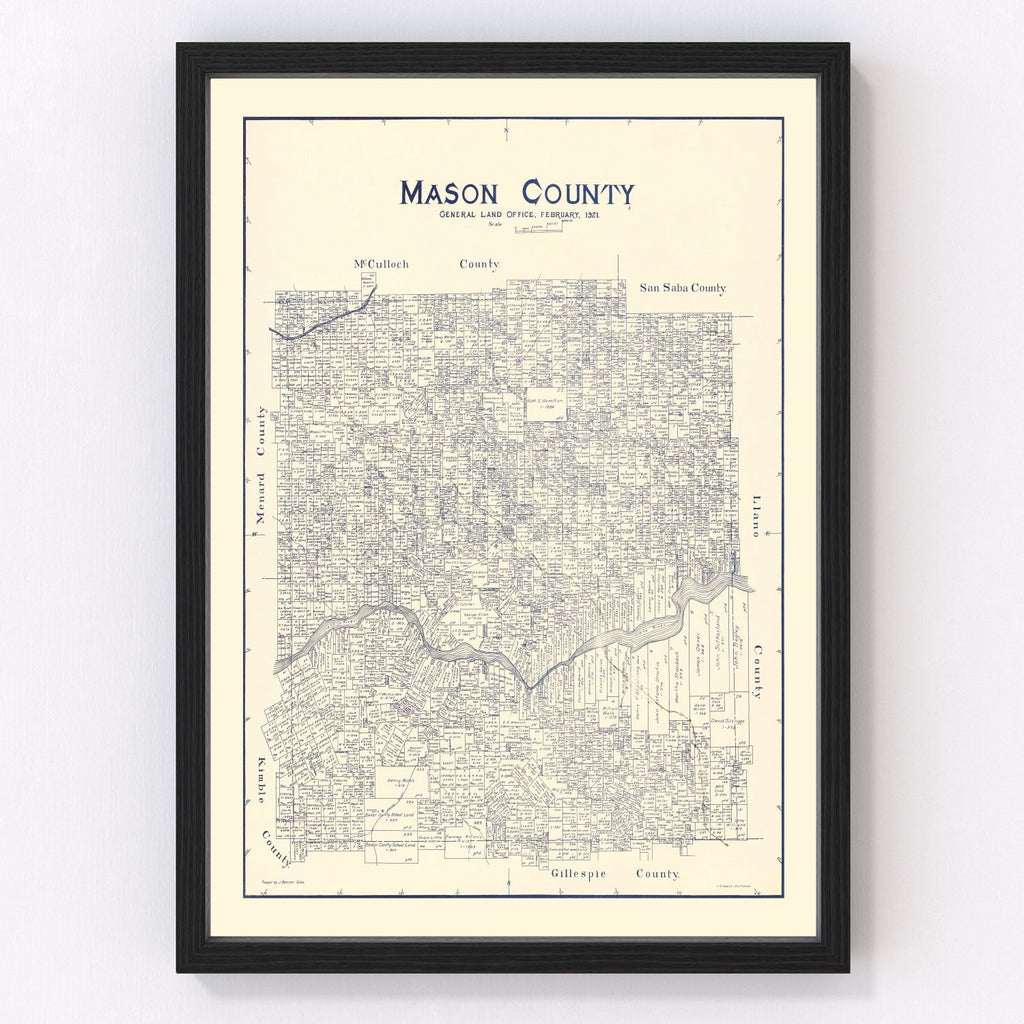 Vintage Map of Mason County, Texas 1921