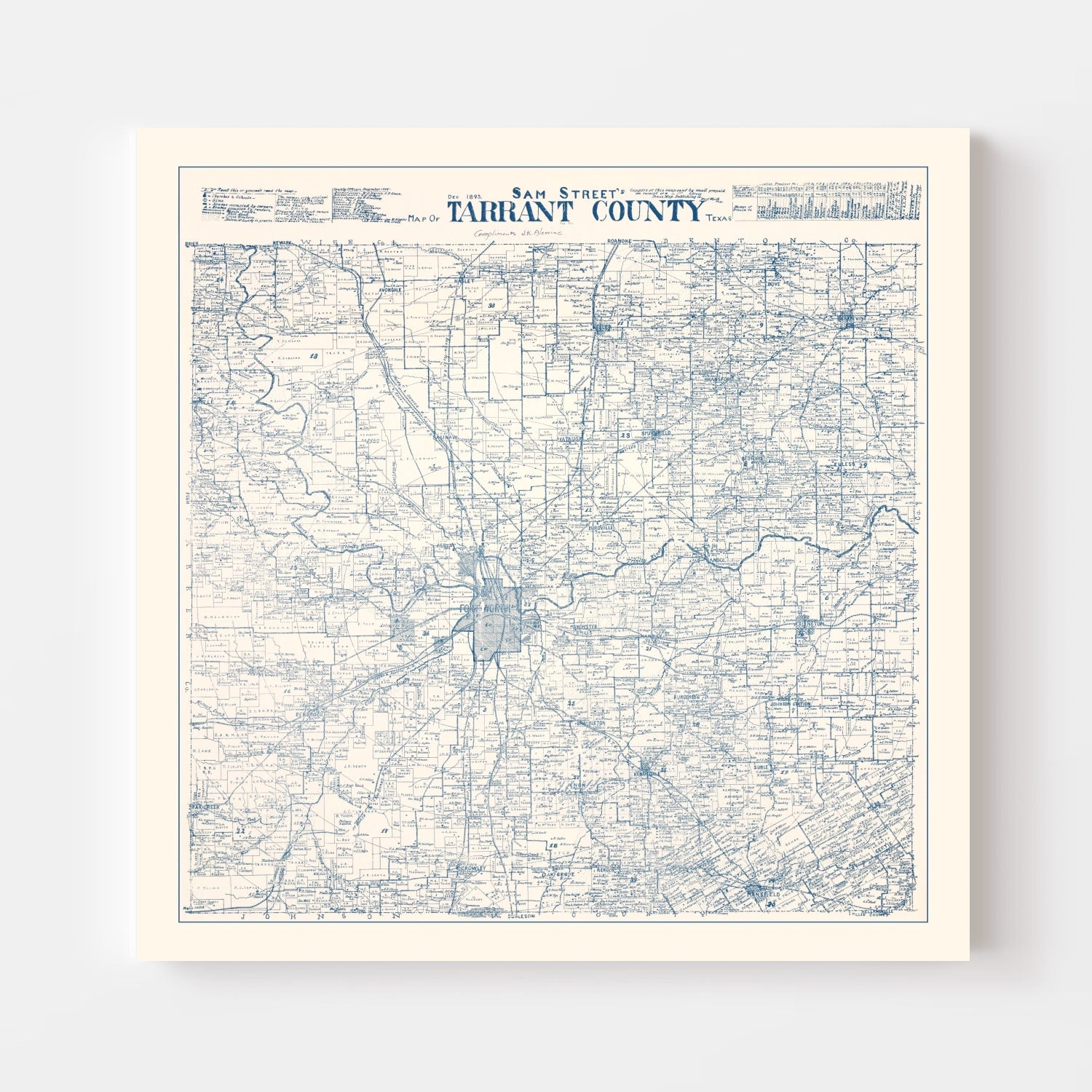 Vintage Map of Tarrant County, Texas 1925