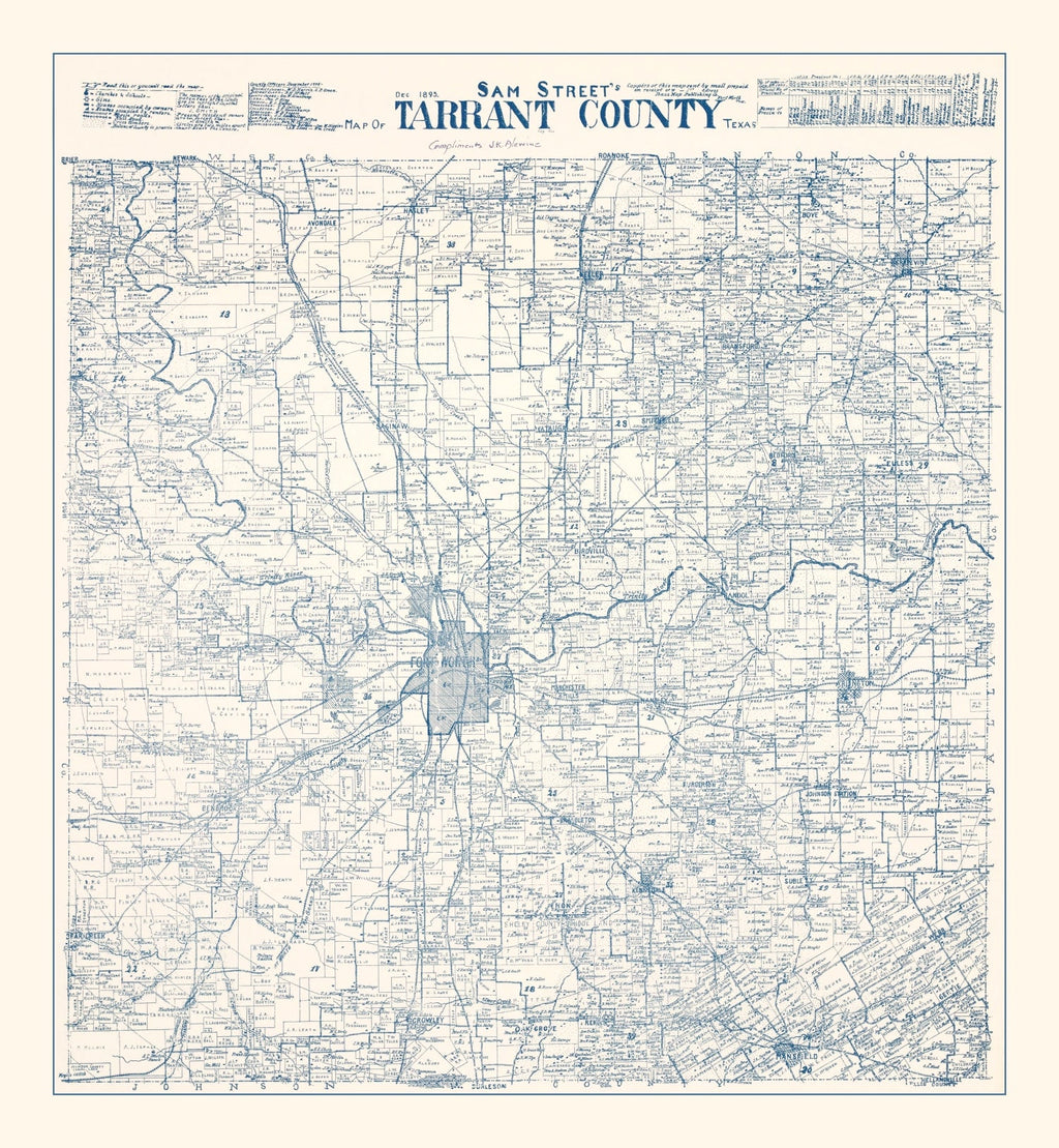 Vintage Map of Tarrant County, Texas 1925
