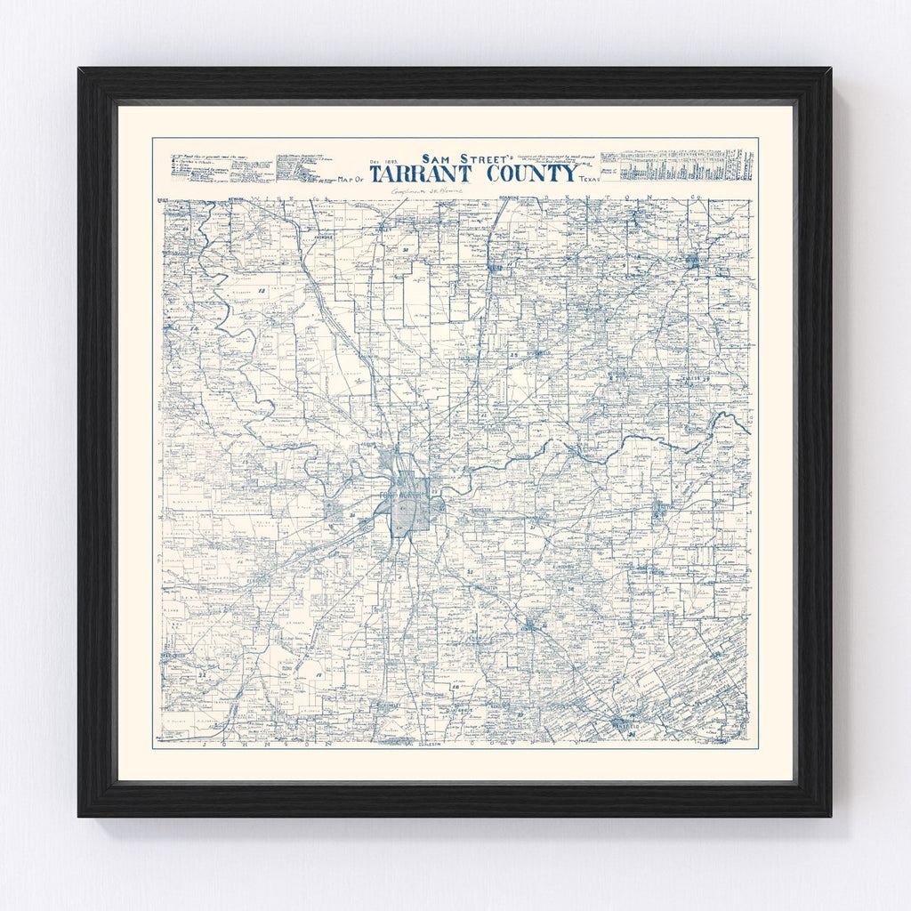 Vintage Map of Tarrant County, Texas 1925