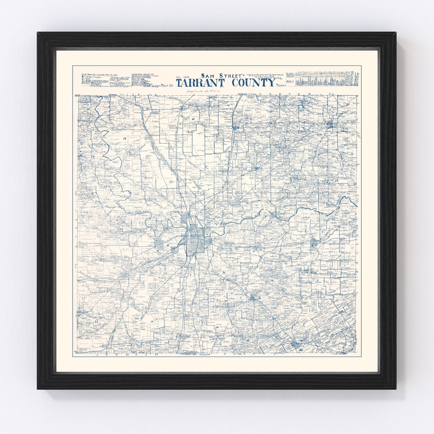 Vintage Map of Tarrant County, Texas 1925