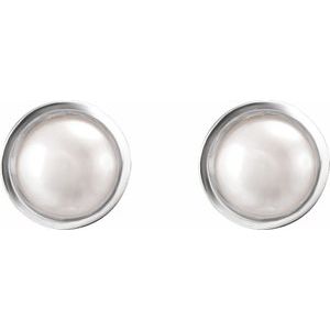 Platinum 4 mm Cultured White Akoya Pearl Stud Earrings