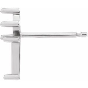 14K White Gold Two-Stone Bar Earring Mounting – image 2