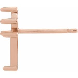 14K Rose Gold Two-Stone Bar Earring Mounting – image 2