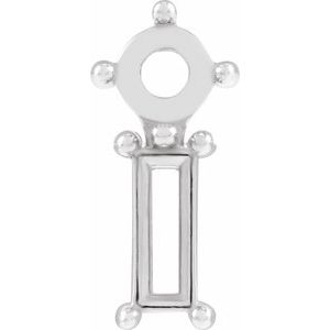 14K White Gold Two-Stone Bar Earring Mounting