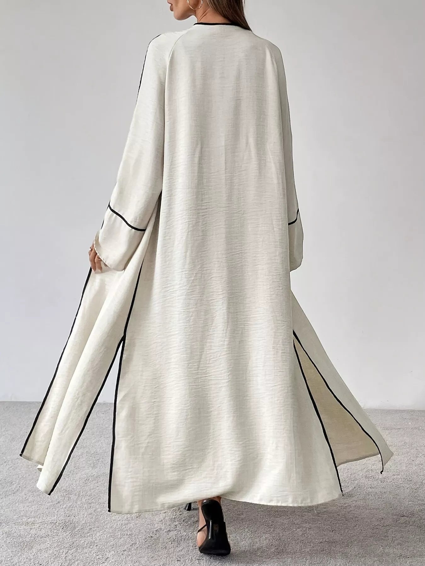 Contrast Trim Cardigan And Pants Set Two Piece Polyester Imported
