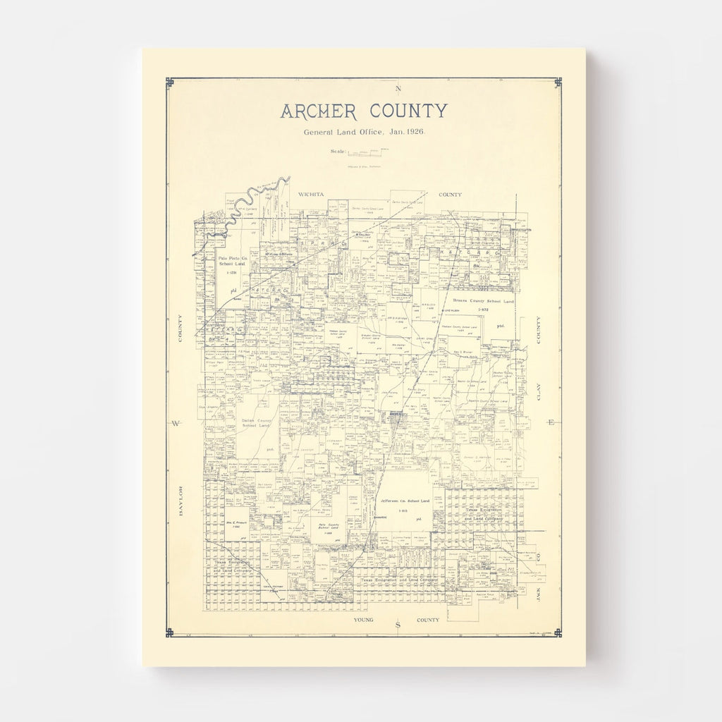 Vintage Map of Archer County, Texas 1926