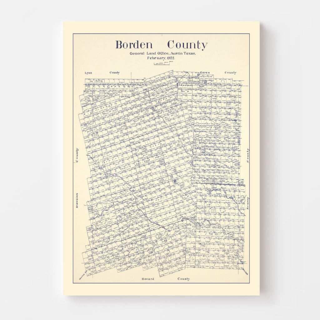 Vintage Map of Borden County, Texas 1922