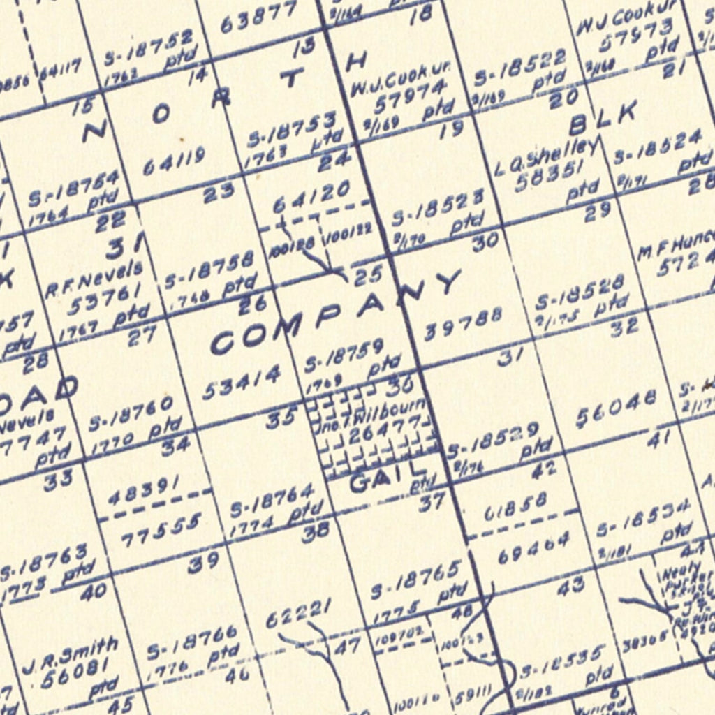 Vintage Map of Borden County, Texas 1922