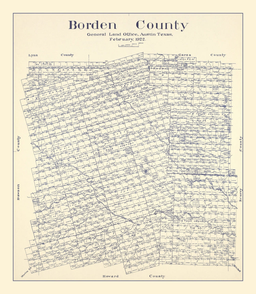 Vintage Map of Borden County, Texas 1922