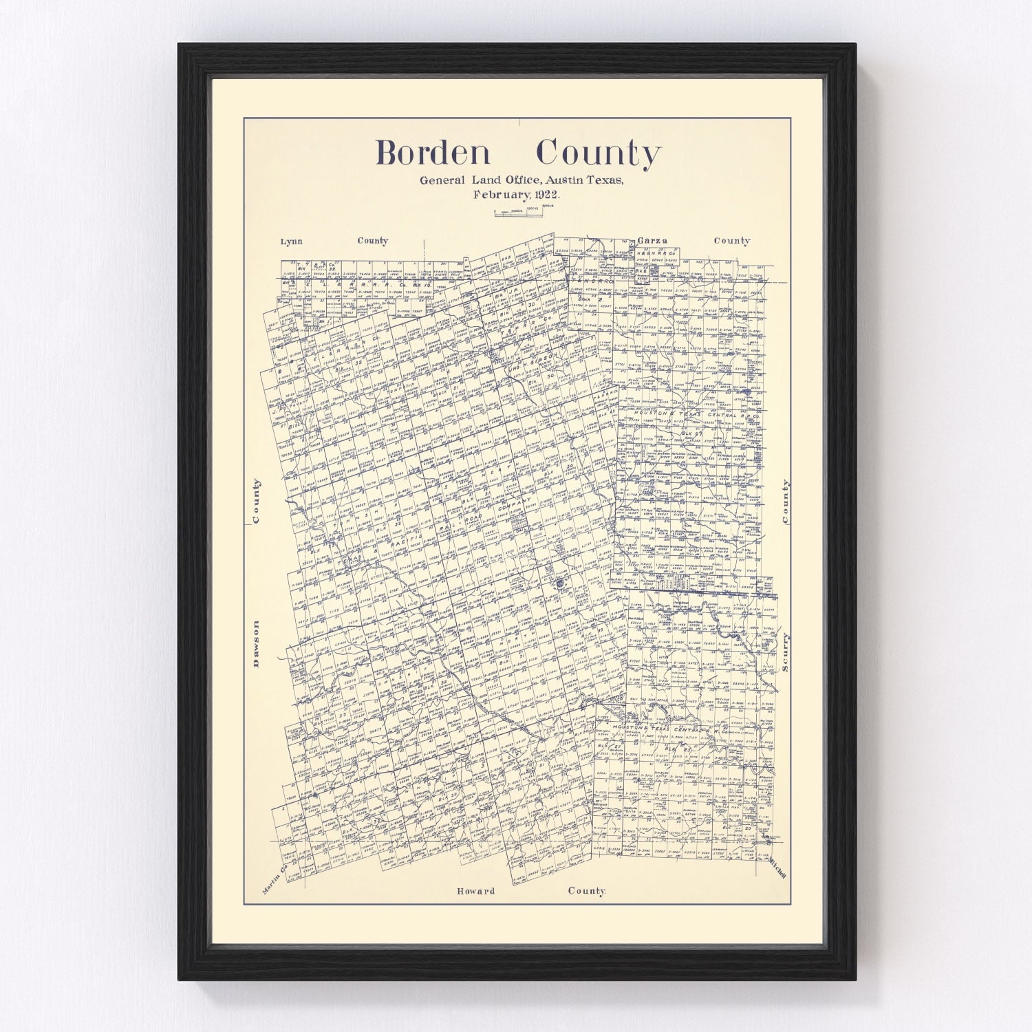 Vintage Map of Borden County, Texas 1922