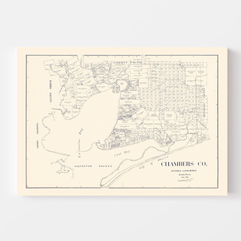 Vintage Map of Chambers County, Texas 1922