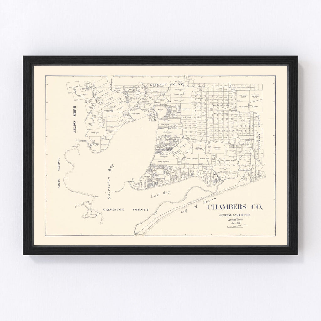 Vintage Map of Chambers County, Texas 1922