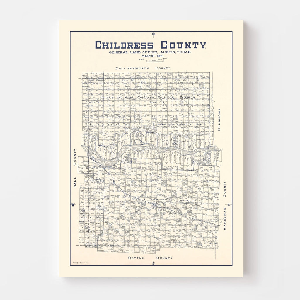 Vintage Map of Childress County, Texas 1921
