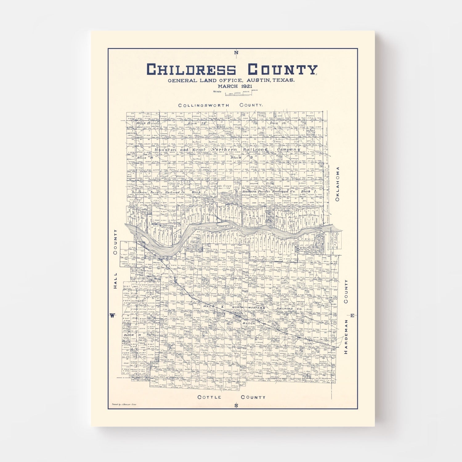 Vintage Map of Childress County, Texas 1921