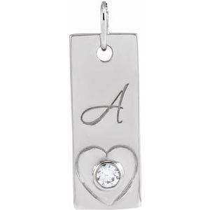 Sterling Silver .03 CT Natural Diamond Engravable Heart Pendant