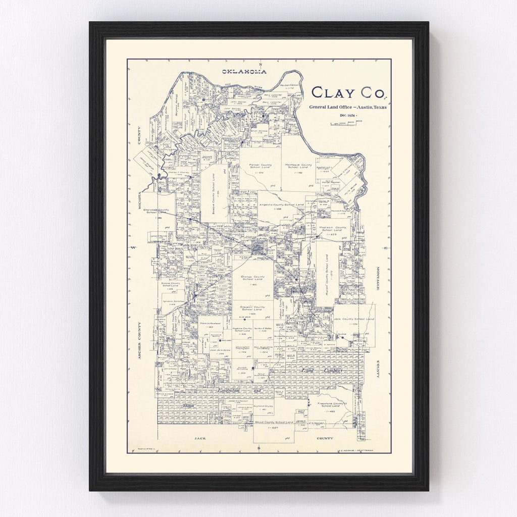 Vintage Map of Clay County, Texas 1924