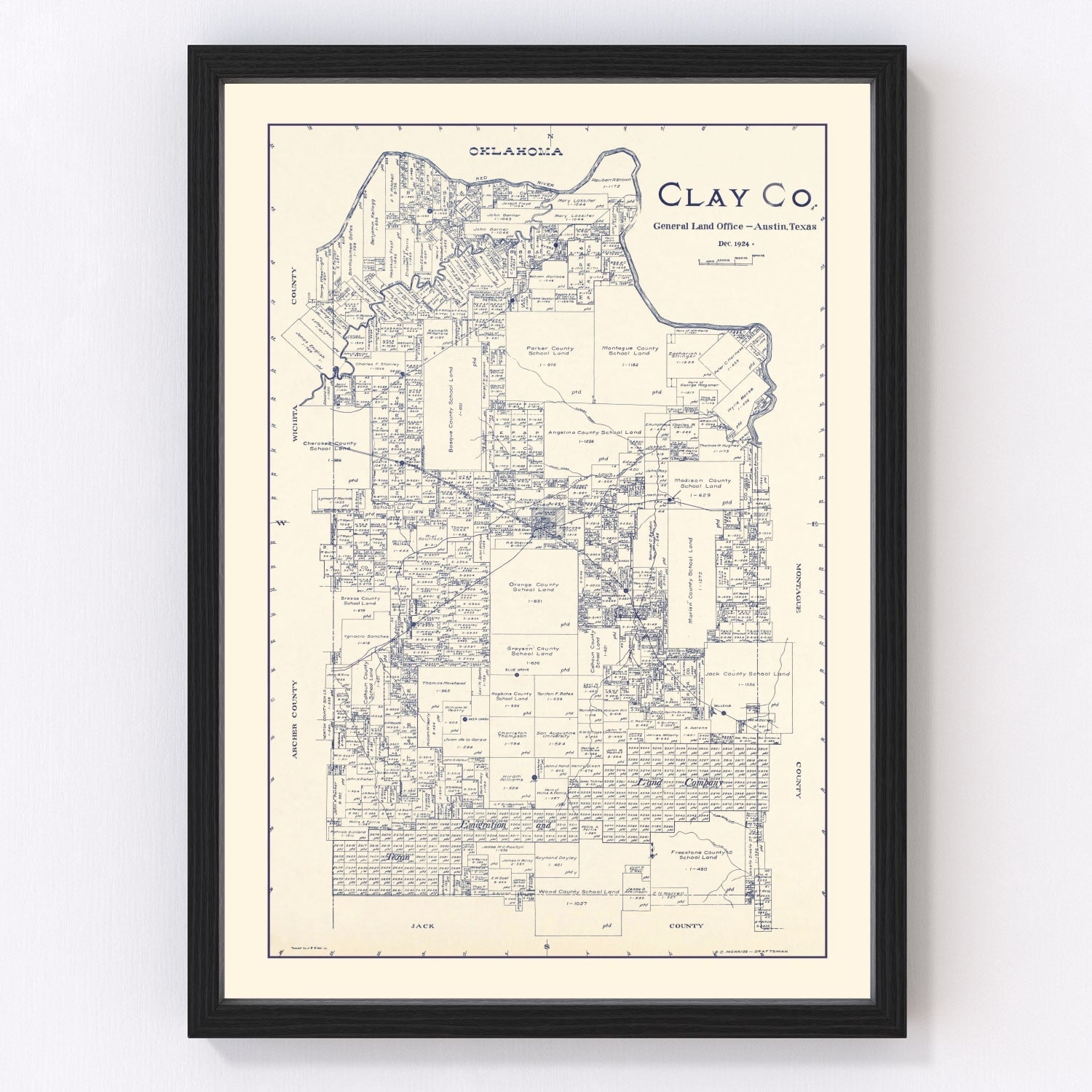 Vintage Map of Clay County, Texas 1924