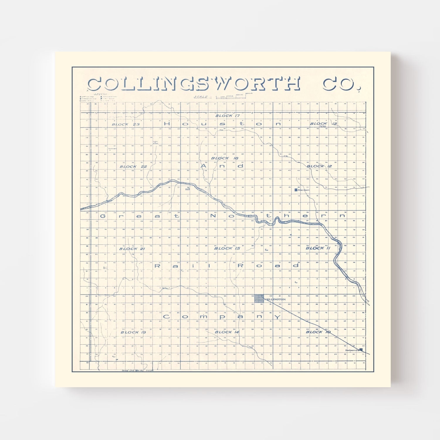 Vintage Map of Collingsworth County, Texas 1926