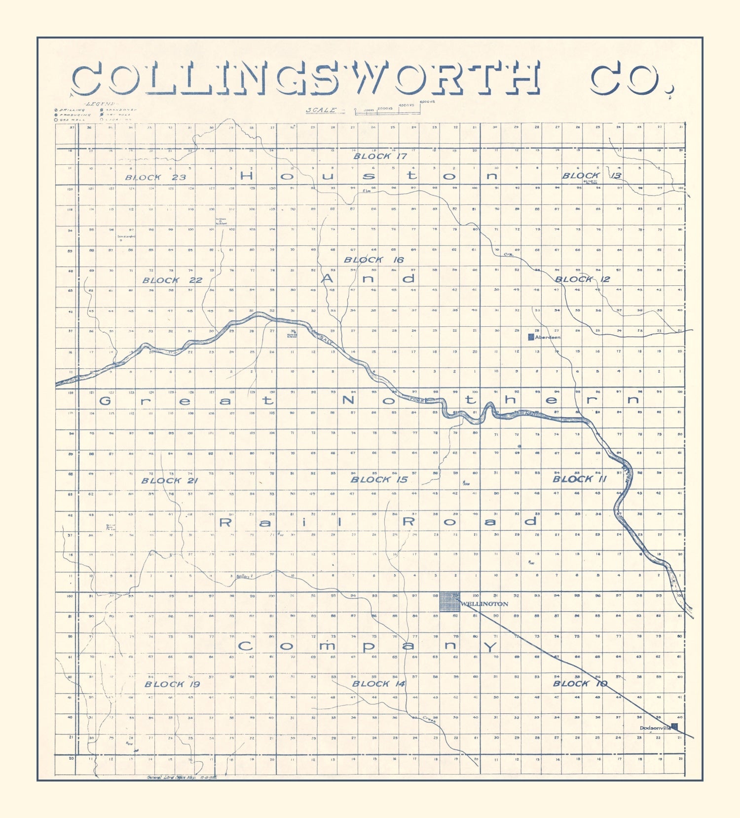 Vintage Map of Collingsworth County, Texas 1926
