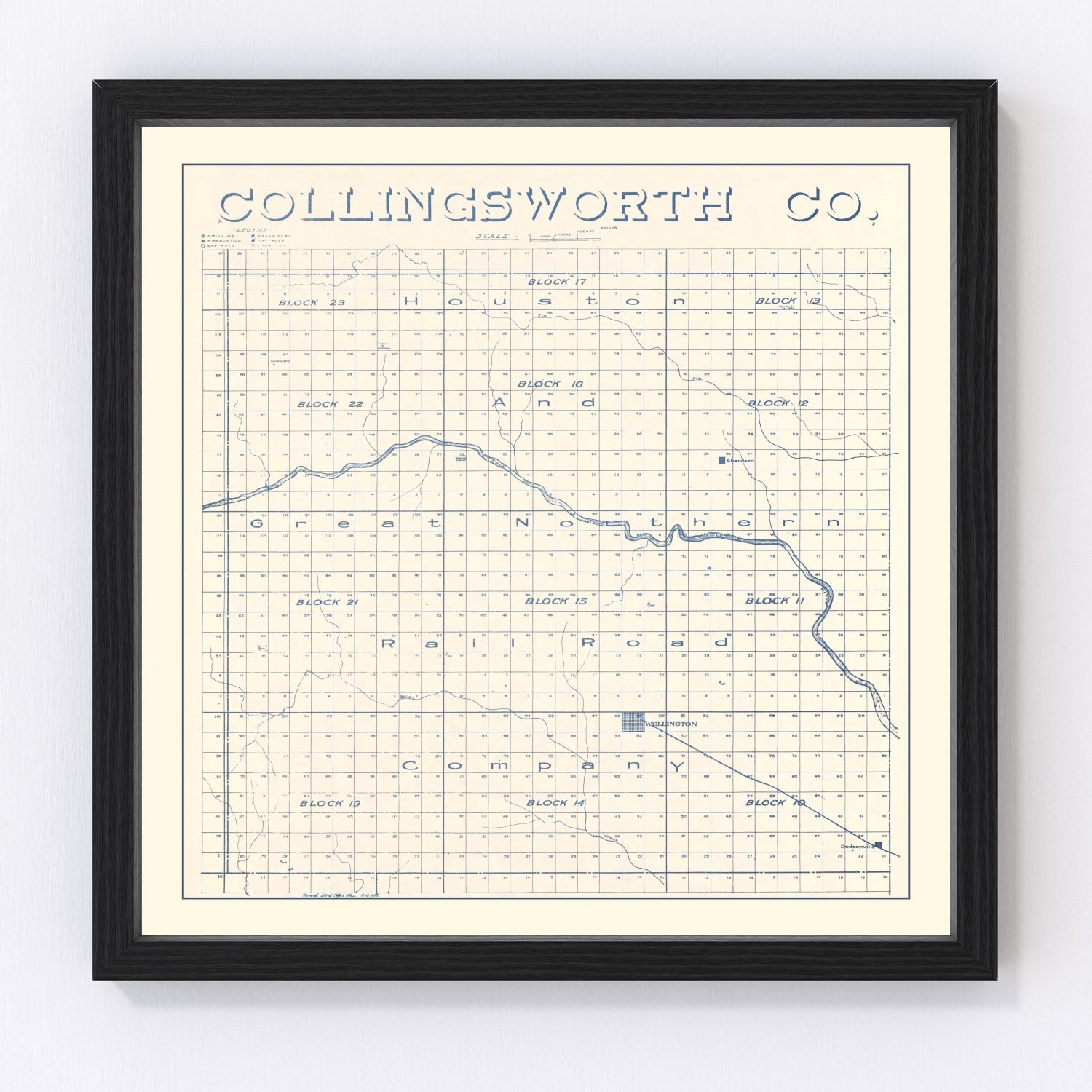 Vintage Map of Collingsworth County, Texas 1926