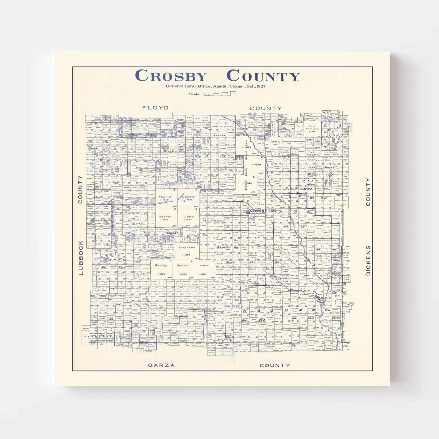 Vintage Map of Crosby County, Texas 1927