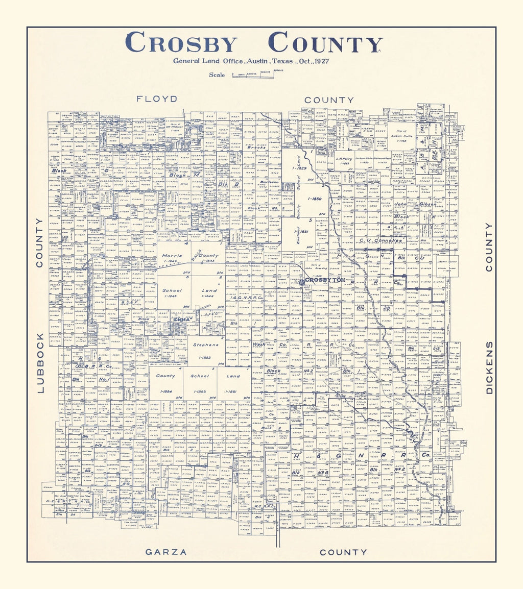 Vintage Map of Crosby County, Texas 1927