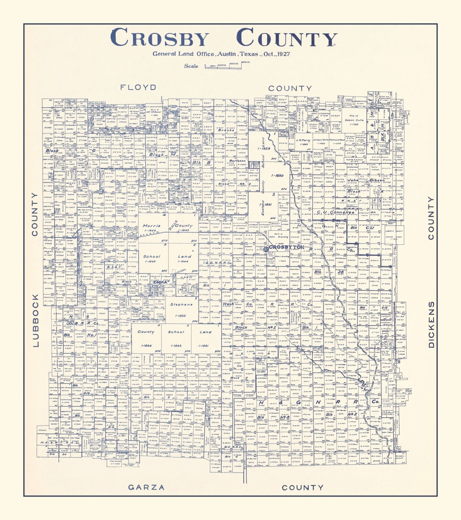 Vintage Map of Crosby County, Texas 1927