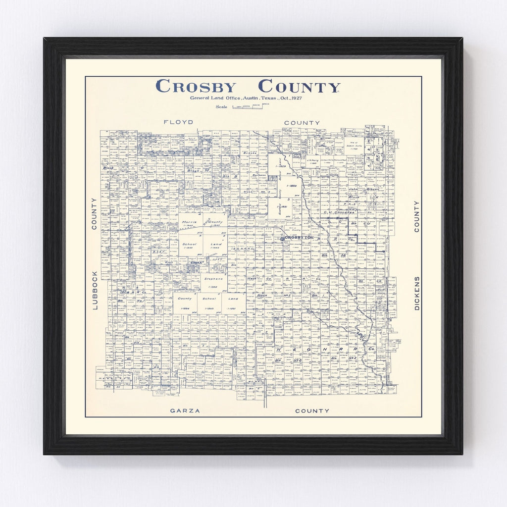 Vintage Map of Crosby County, Texas 1927