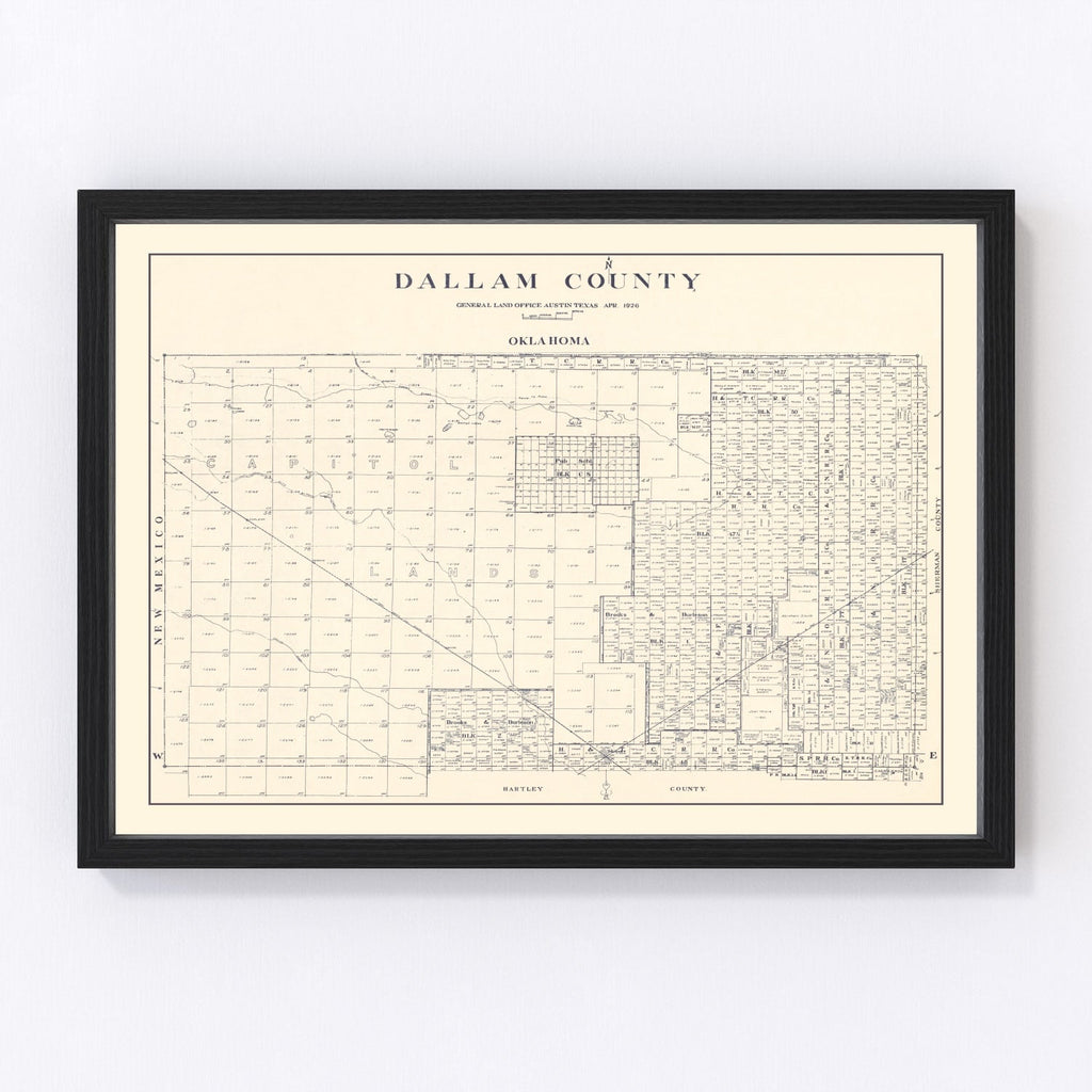 Vintage Map of Dallam County, Texas 1926