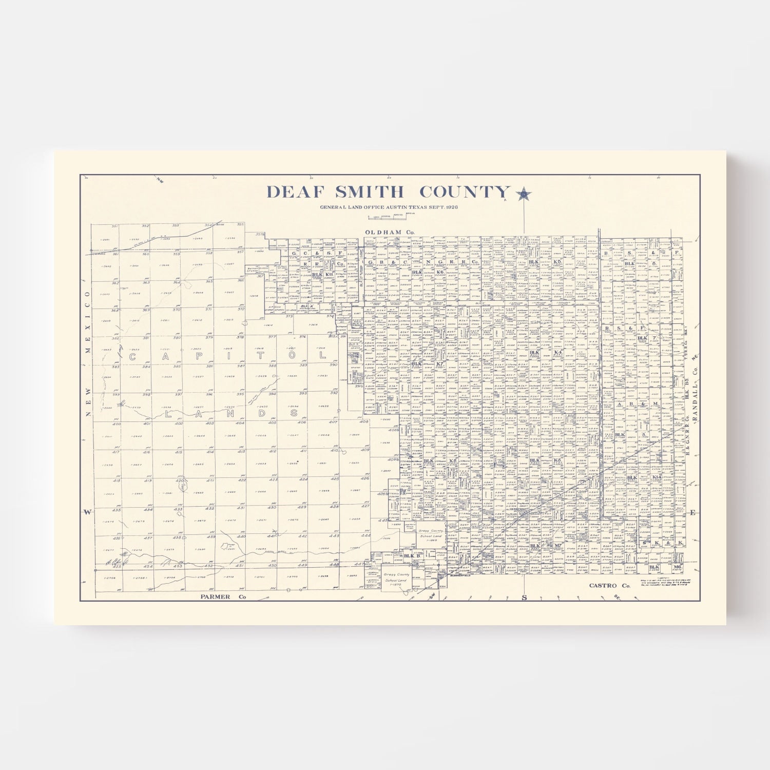 Vintage Map of Deaf Smith County, Texas 1926