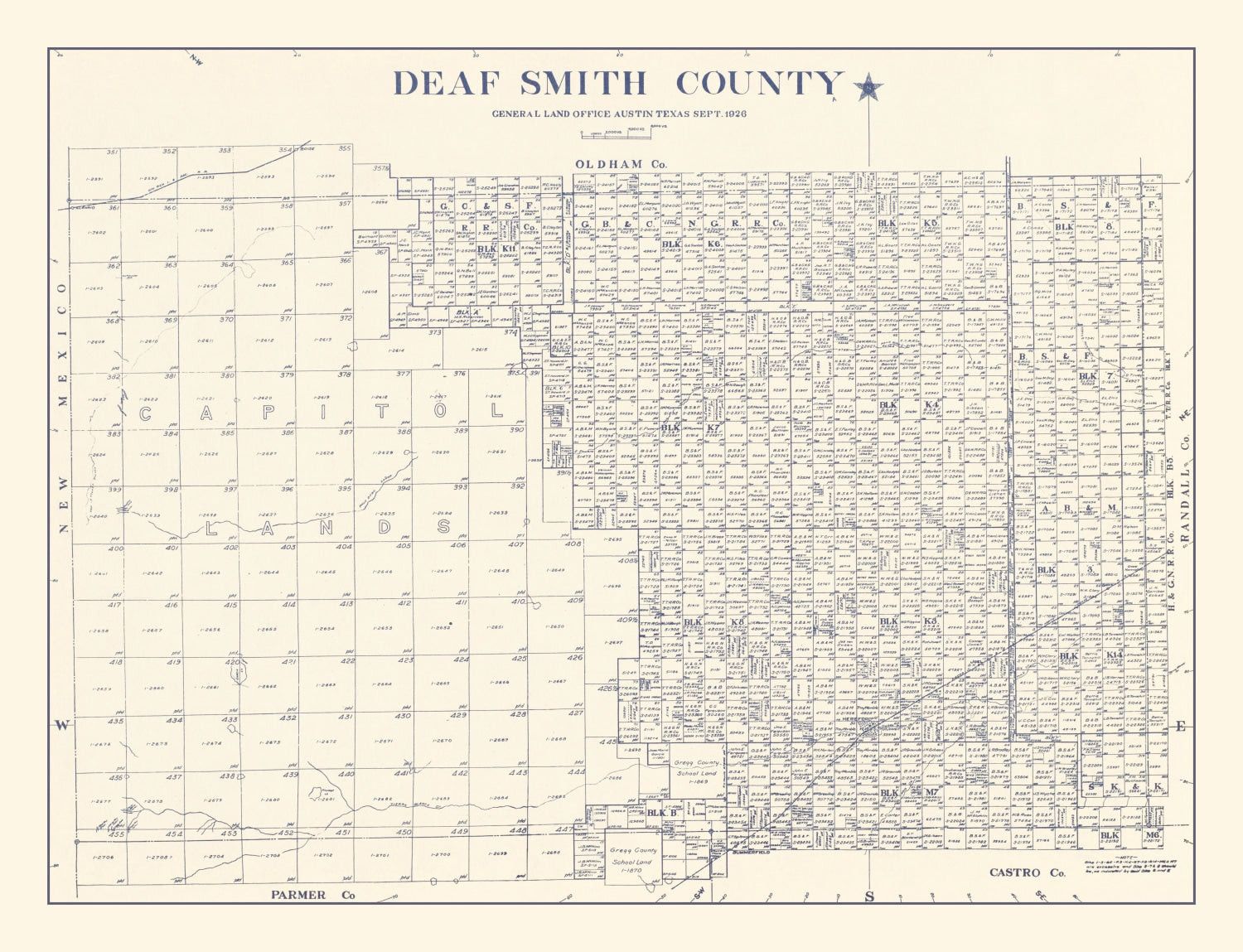Vintage Map of Deaf Smith County, Texas 1926