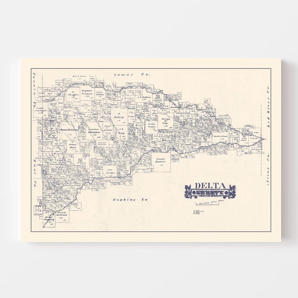 Vintage Map of Delta County, Texas 1927