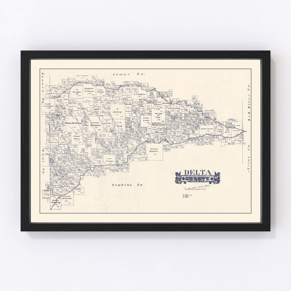 Vintage Map of Delta County, Texas 1927