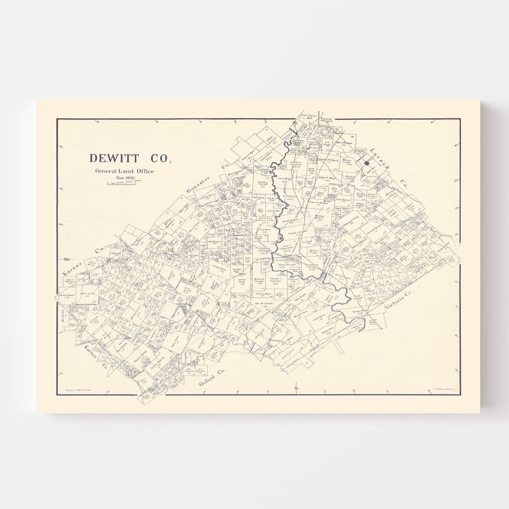 Vintage Map of DeWitt County, Texas 1920