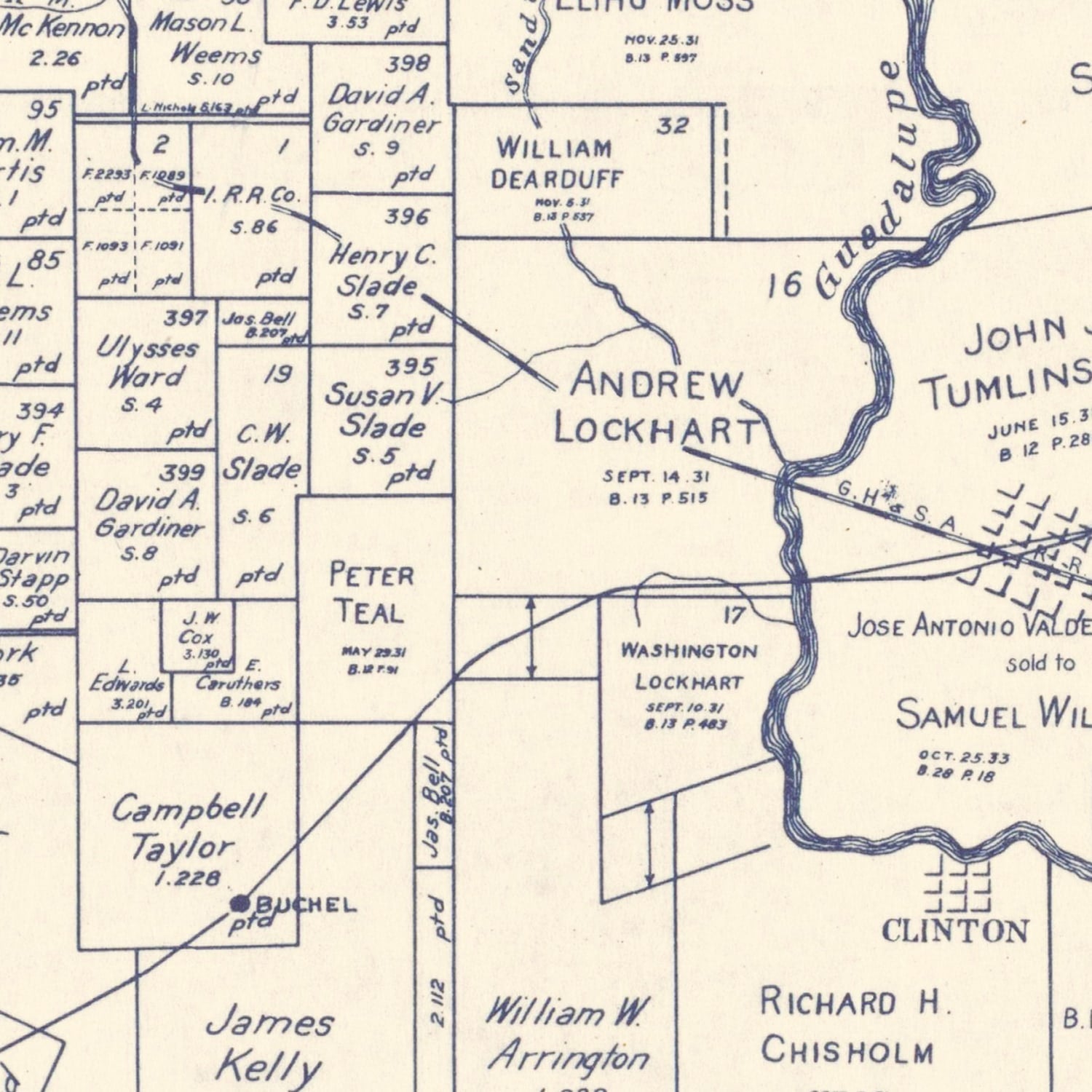 Vintage Map of DeWitt County, Texas 1920