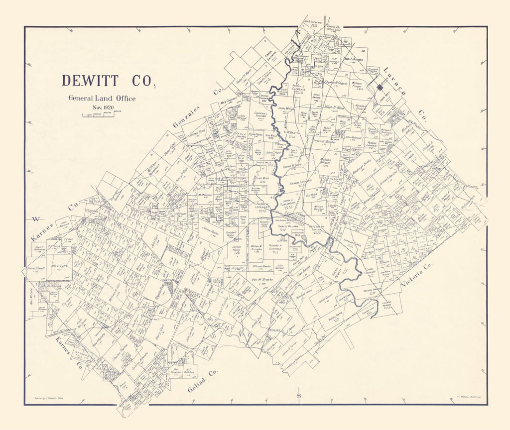 Vintage Map of DeWitt County, Texas 1920