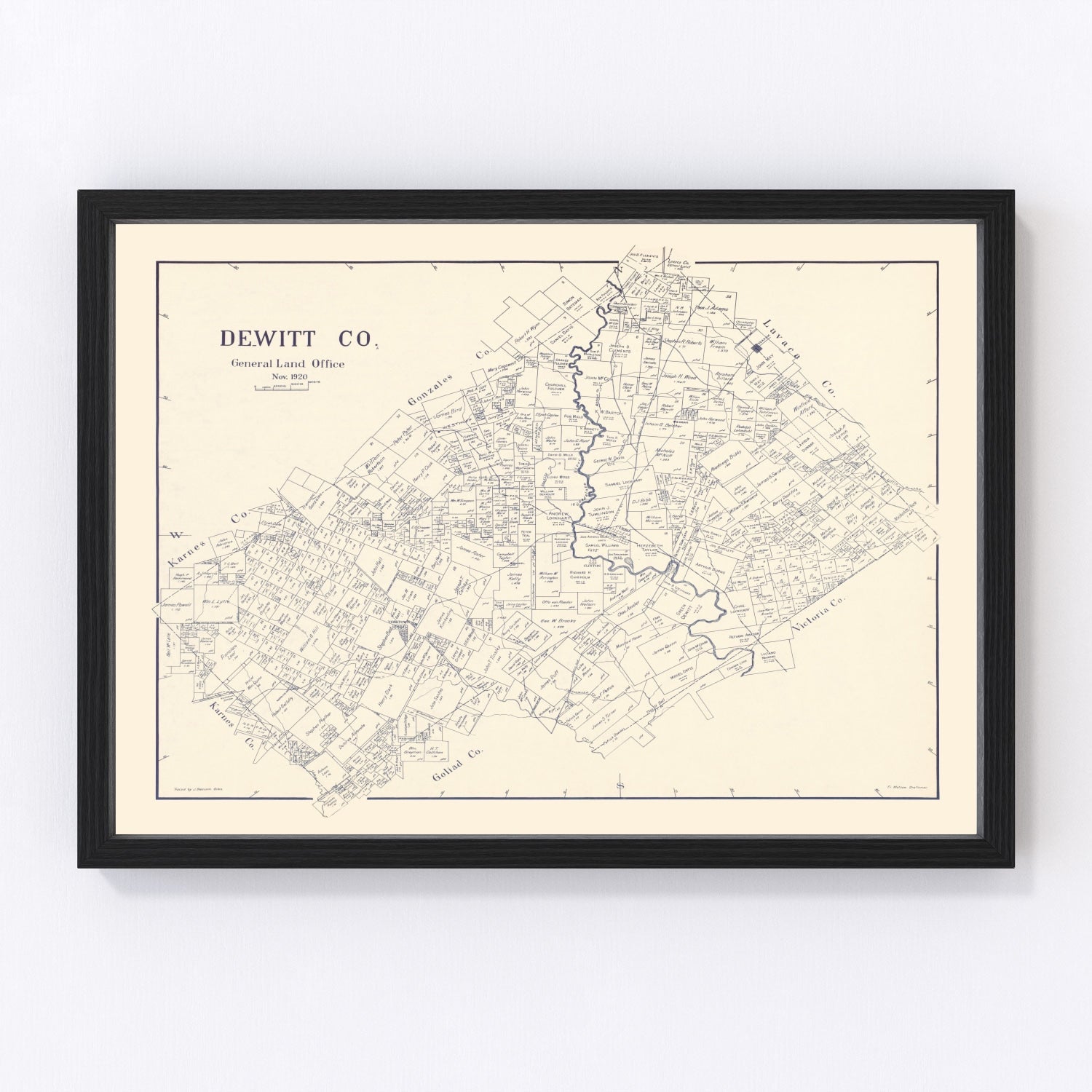 Vintage Map of DeWitt County, Texas 1920