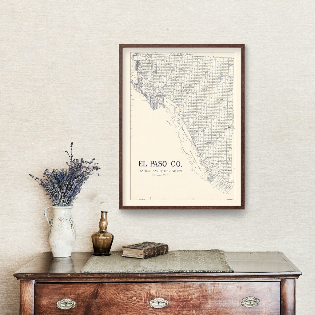 Vintage Map of El Paso County, Texas 1921