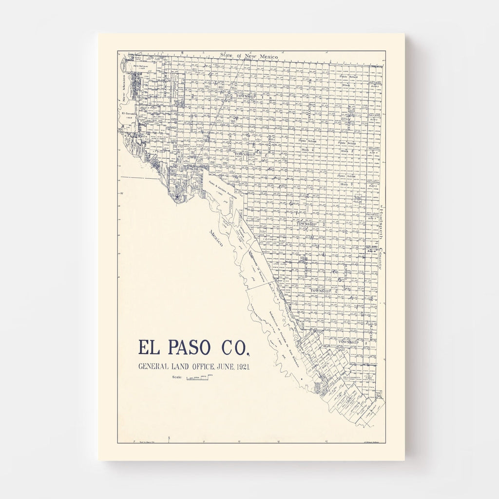 Vintage Map of El Paso County, Texas 1921