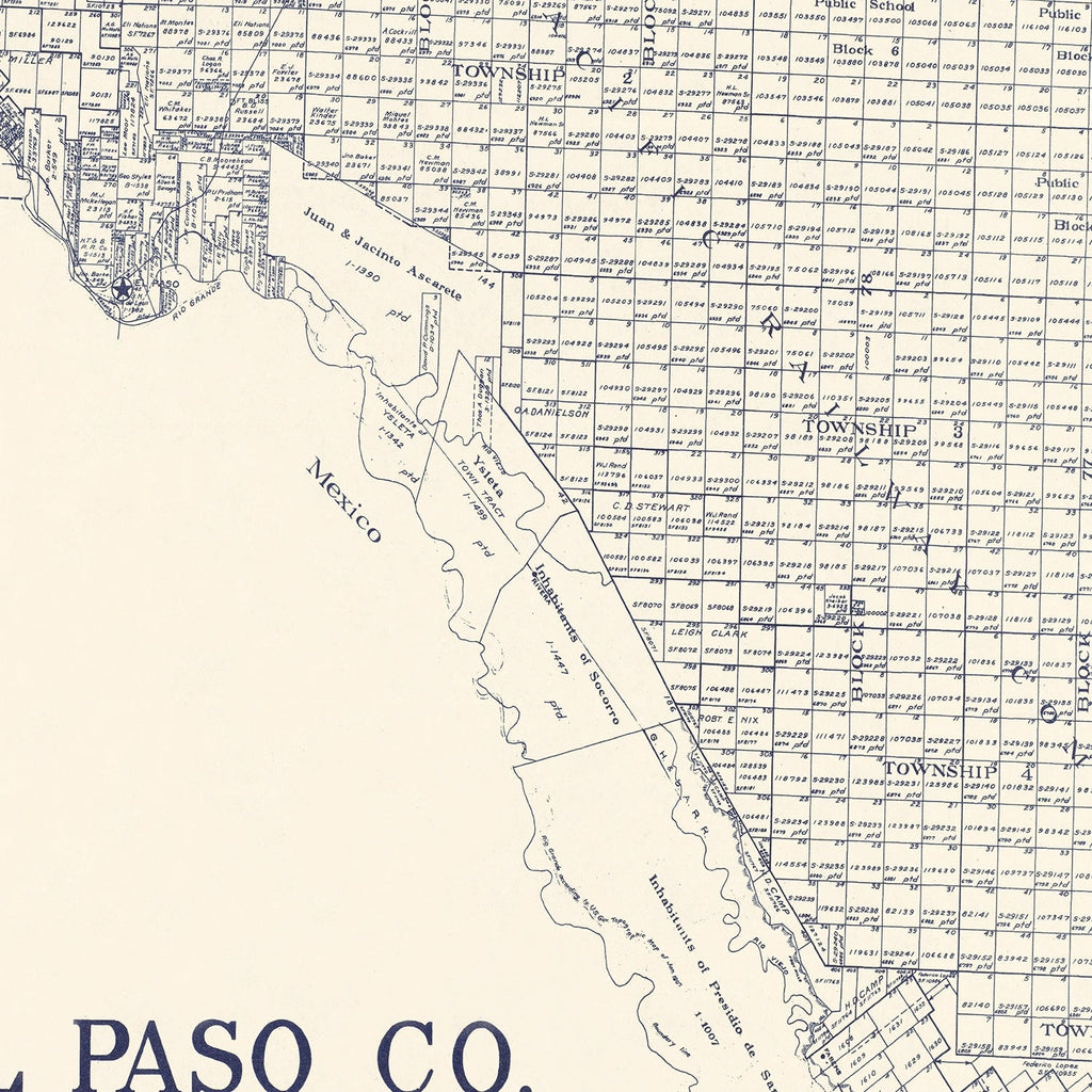 Vintage Map of El Paso County, Texas 1921
