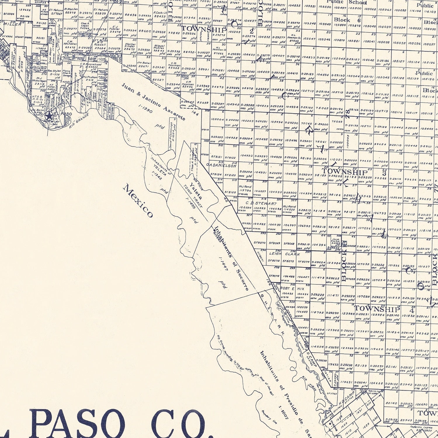 Vintage Map of El Paso County, Texas 1921