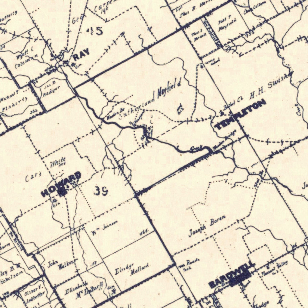 Vintage Map of Ellis County, Texas 1927