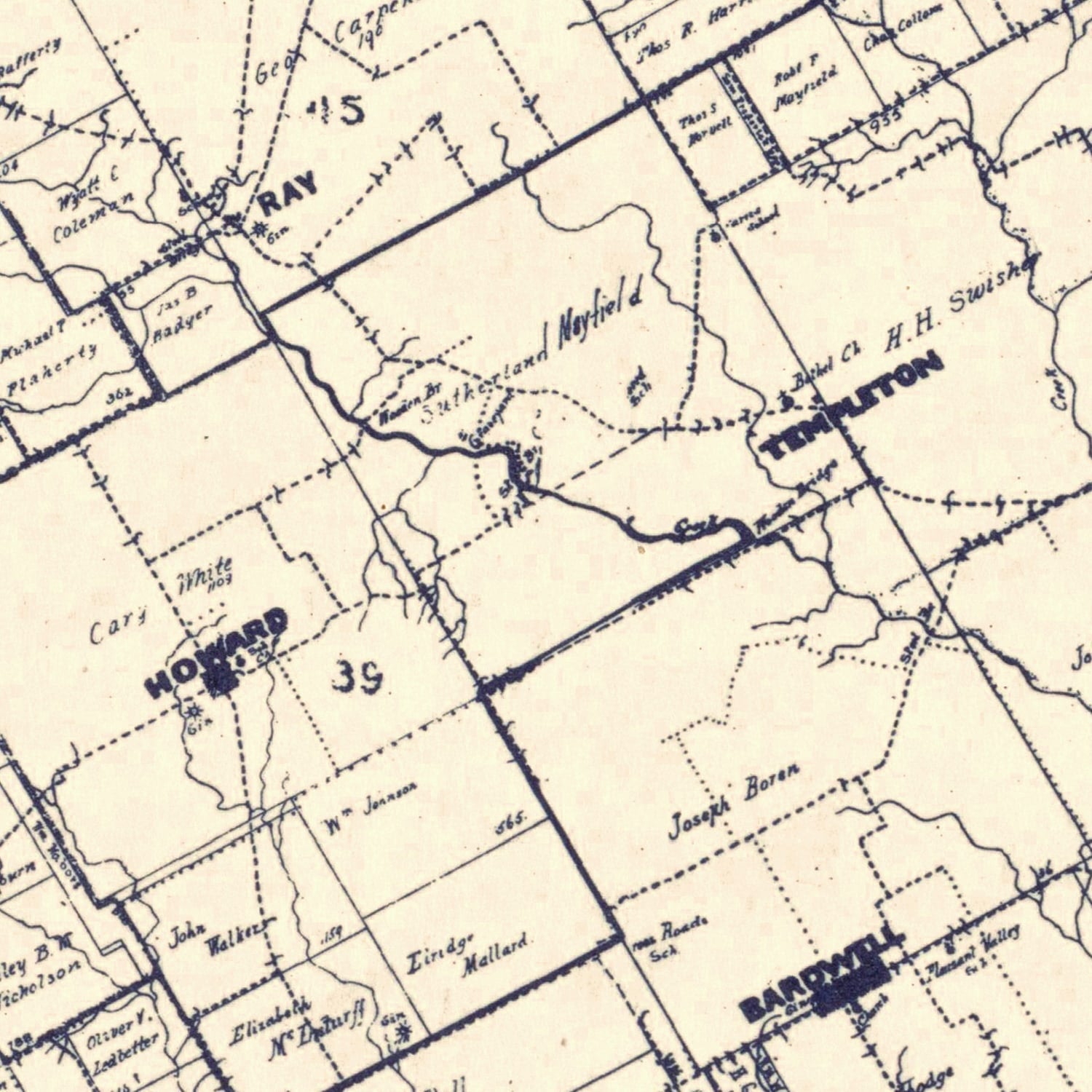 Vintage Map of Ellis County, Texas 1927