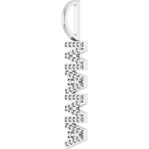 14K White Gold .80 mm Round Accented Mama Charm/Pendant Mounting – image 3