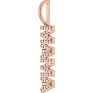 14K Rose Gold .80 mm Round Accented Mama Charm/Pendant Mounting – image 3